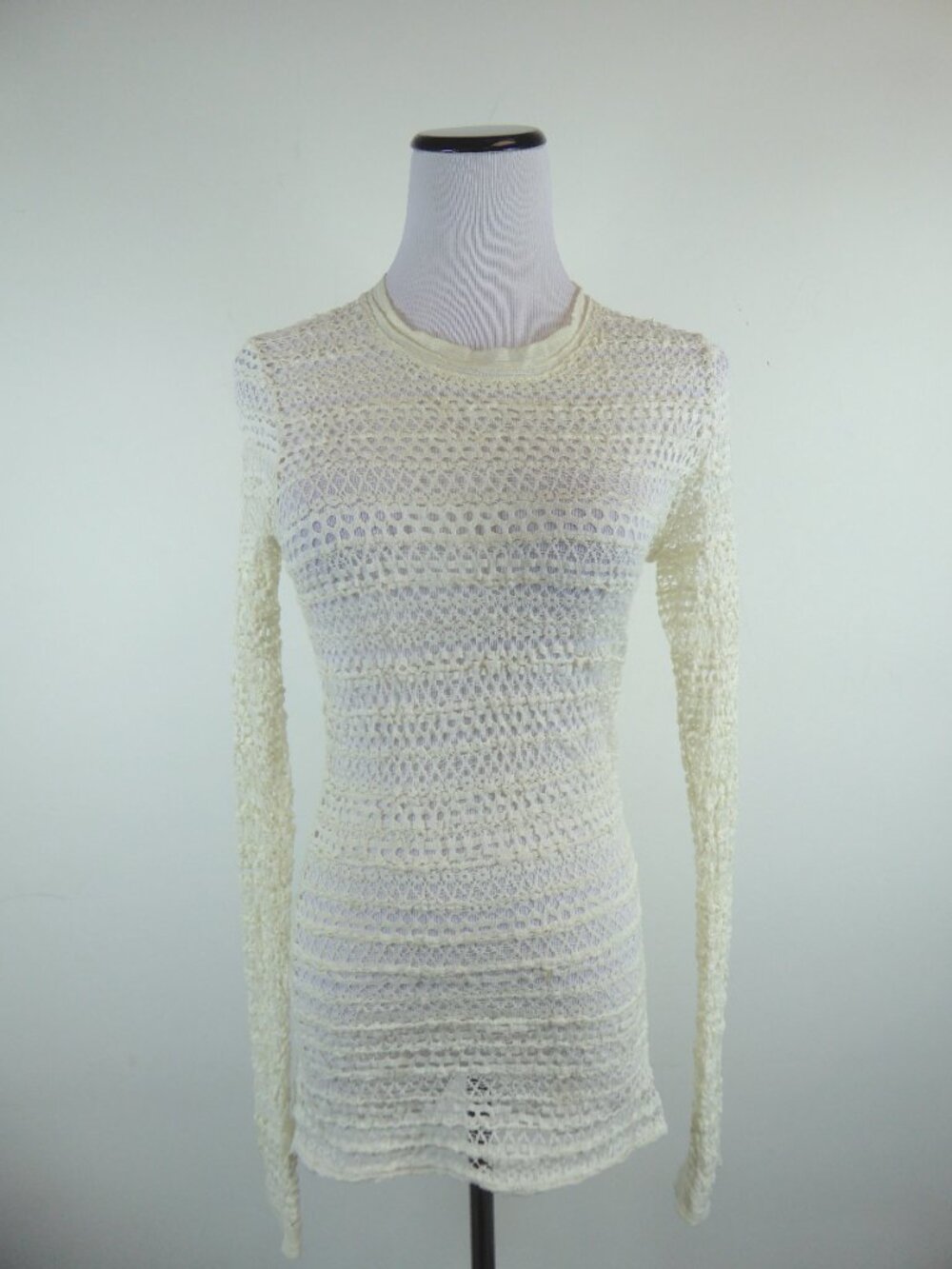 ISABEL MARANT JULIA cream LACE LONG SLEEVE stretch TOP 36 S